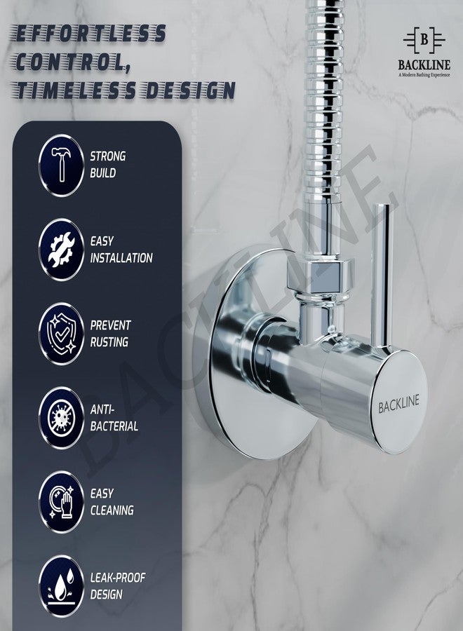 B BACKLINE صمام زاوية نحاسي 100% من Backline للحمام | صنبور زاوية شديد التحمل | مقاوم للتآكل | طلاء كروم | صنبور أحادي الاتجاه لحوض الغسيل، وخزان التدفق، وحوض المطبخ، وتوصيل سخان المياه (عبوة من قطعتين) - Image 3